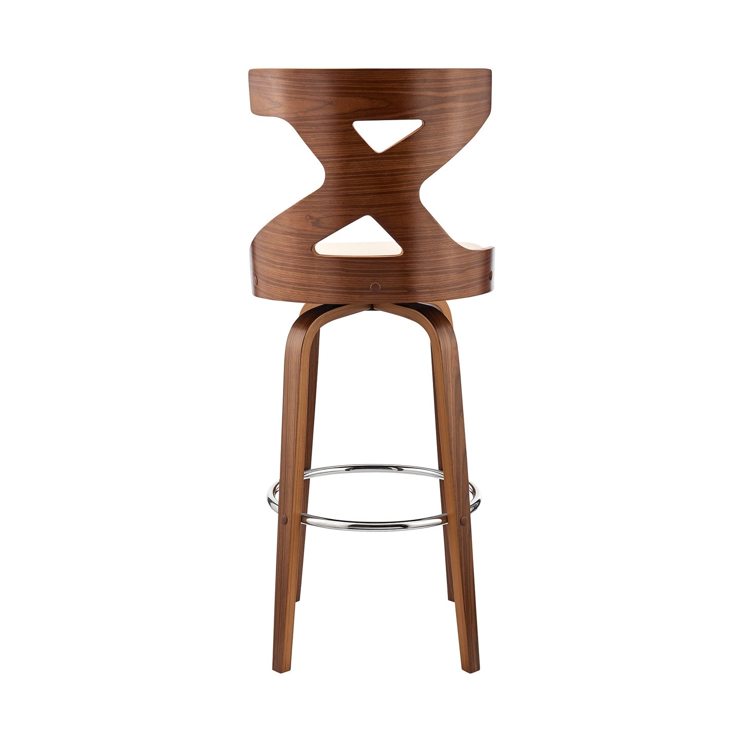 Gayle 26" Swivel Cross Back Cream Faux Leather and Walnut Wood Bar Stool