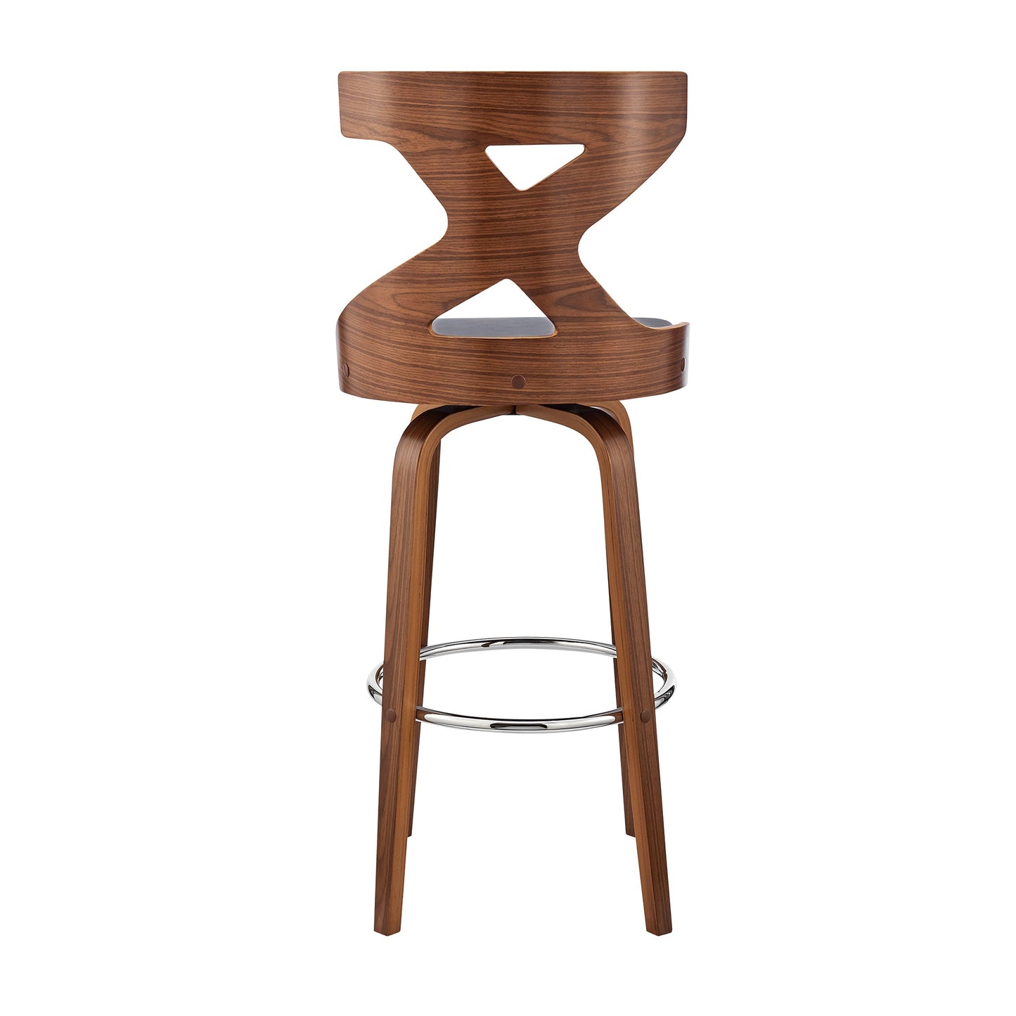 Gayle 26" Swivel Cross Back Gray Faux Leather and Walnut Wood Bar Stool