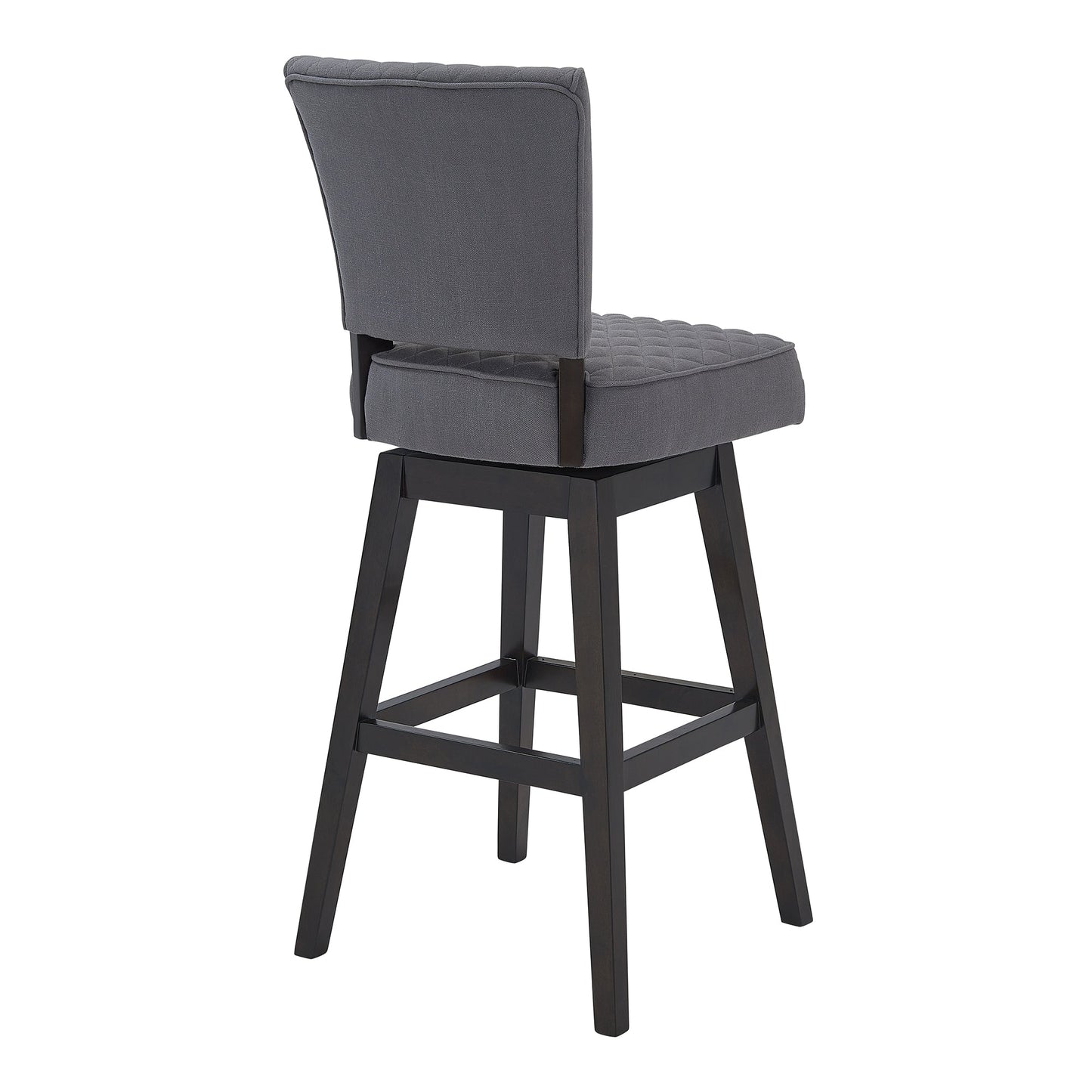 Gia 26" Counter Height Swivel Gray Fabric and Espresso Wood Bar Stool