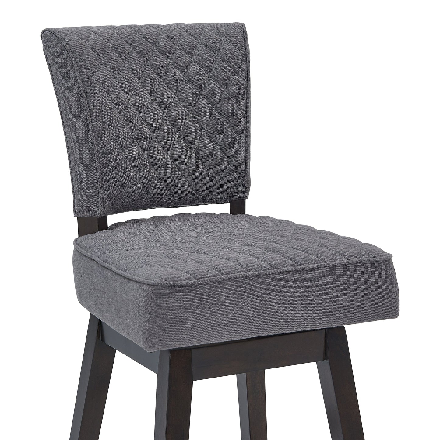 Gia 26" Counter Height Swivel Gray Fabric and Espresso Wood Bar Stool