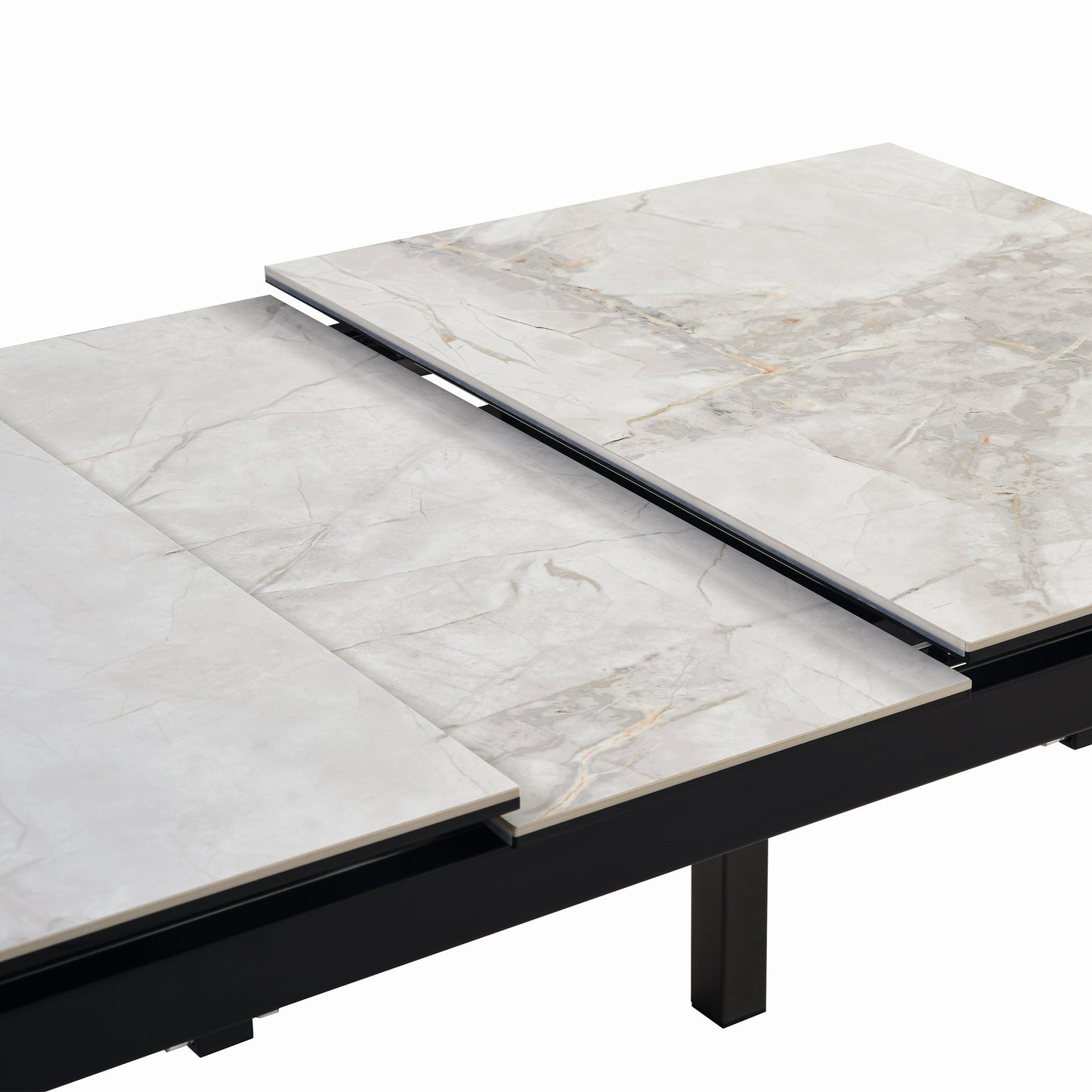 Giana Extendable Dining Table in Stone and Metal