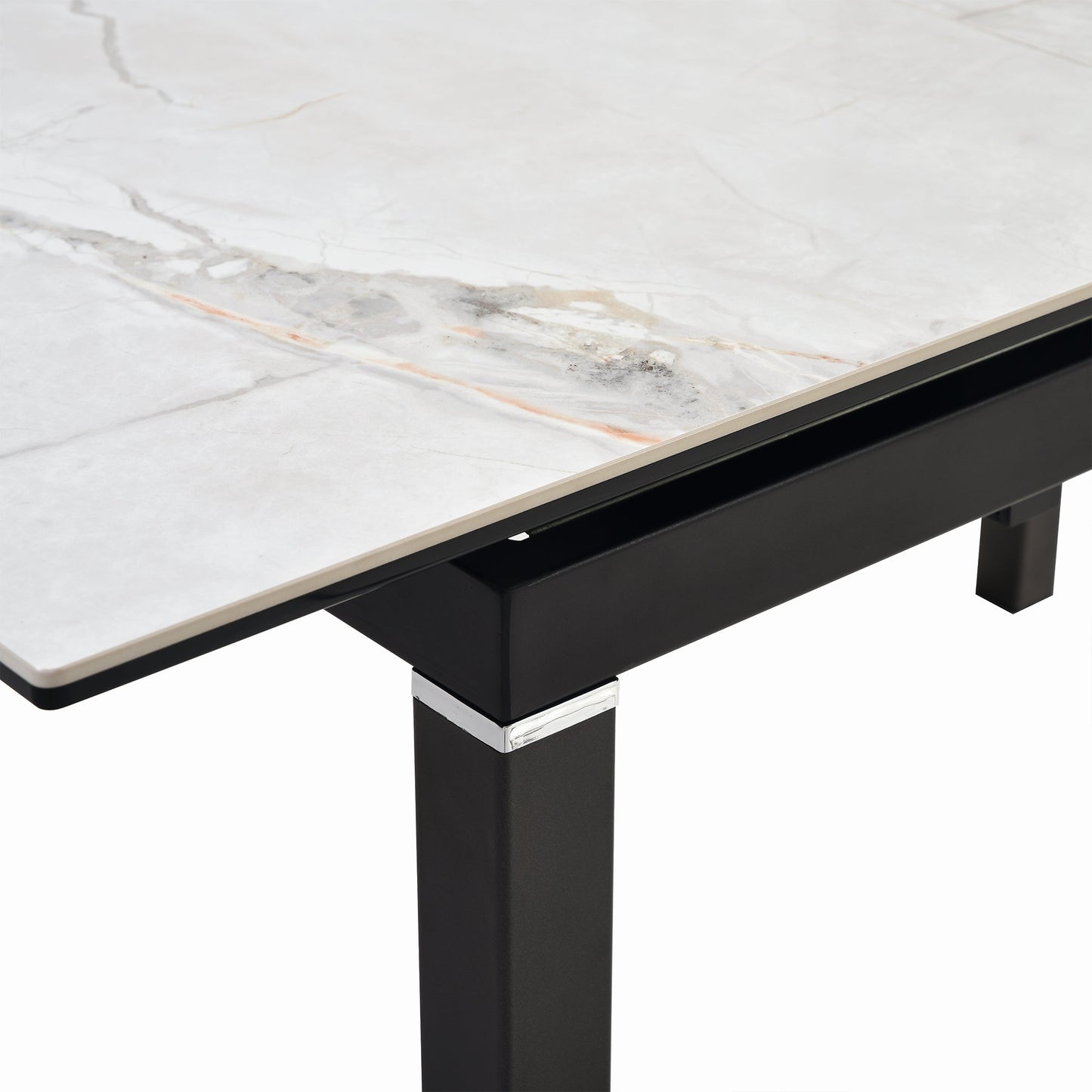 Giana Extendable Dining Table in Stone and Metal