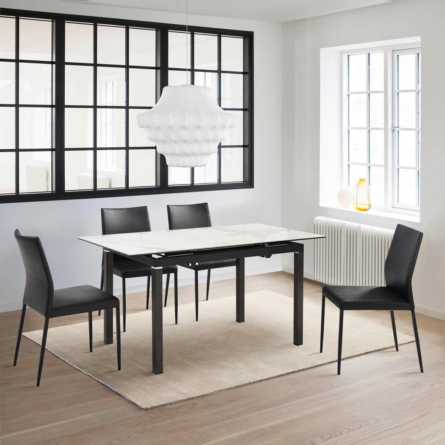 Giana Extendable Dining Table in Stone and Metal