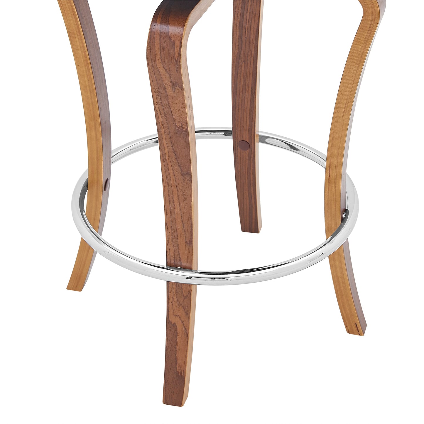 Grady 25" Swivel Cream Faux Leather and Walnut Wood Bar Stool