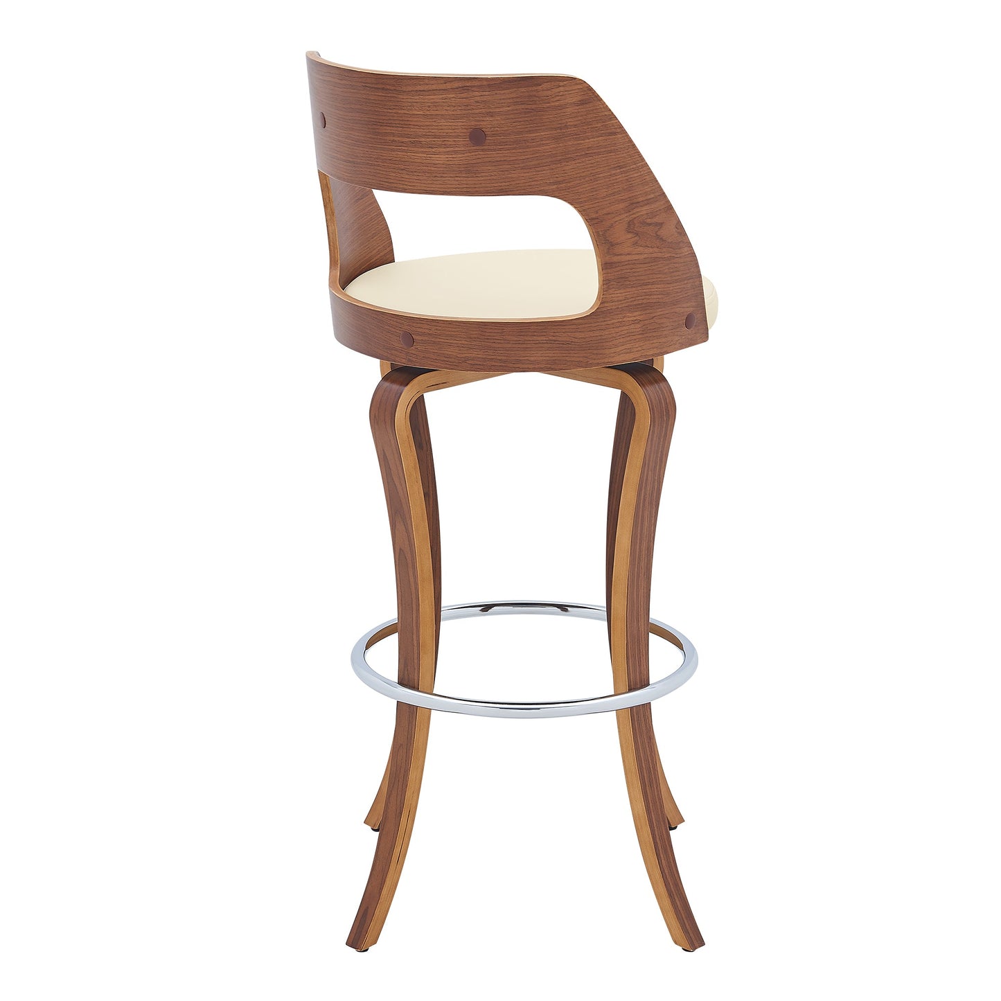 Grady 29" Swivel Cream Faux Leather and Walnut Wood Bar Stool