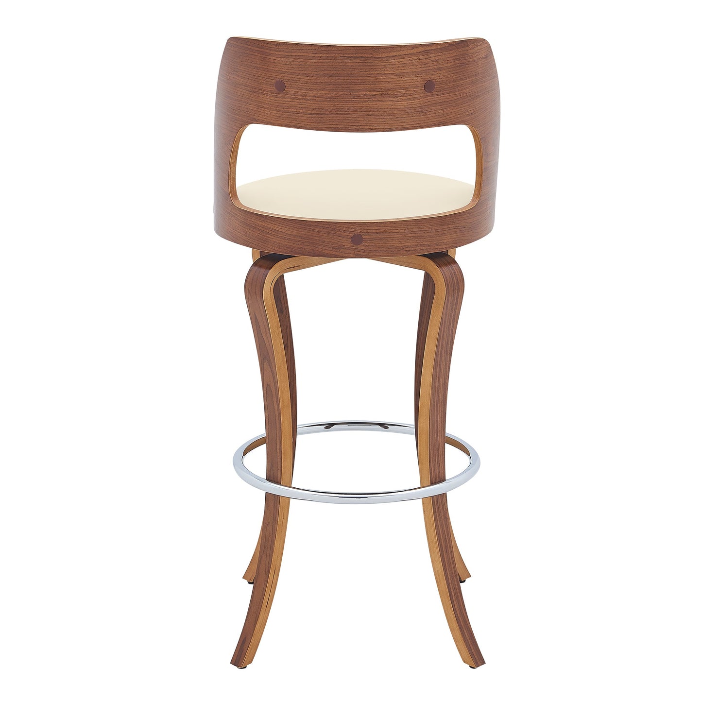 Grady 29" Swivel Cream Faux Leather and Walnut Wood Bar Stool