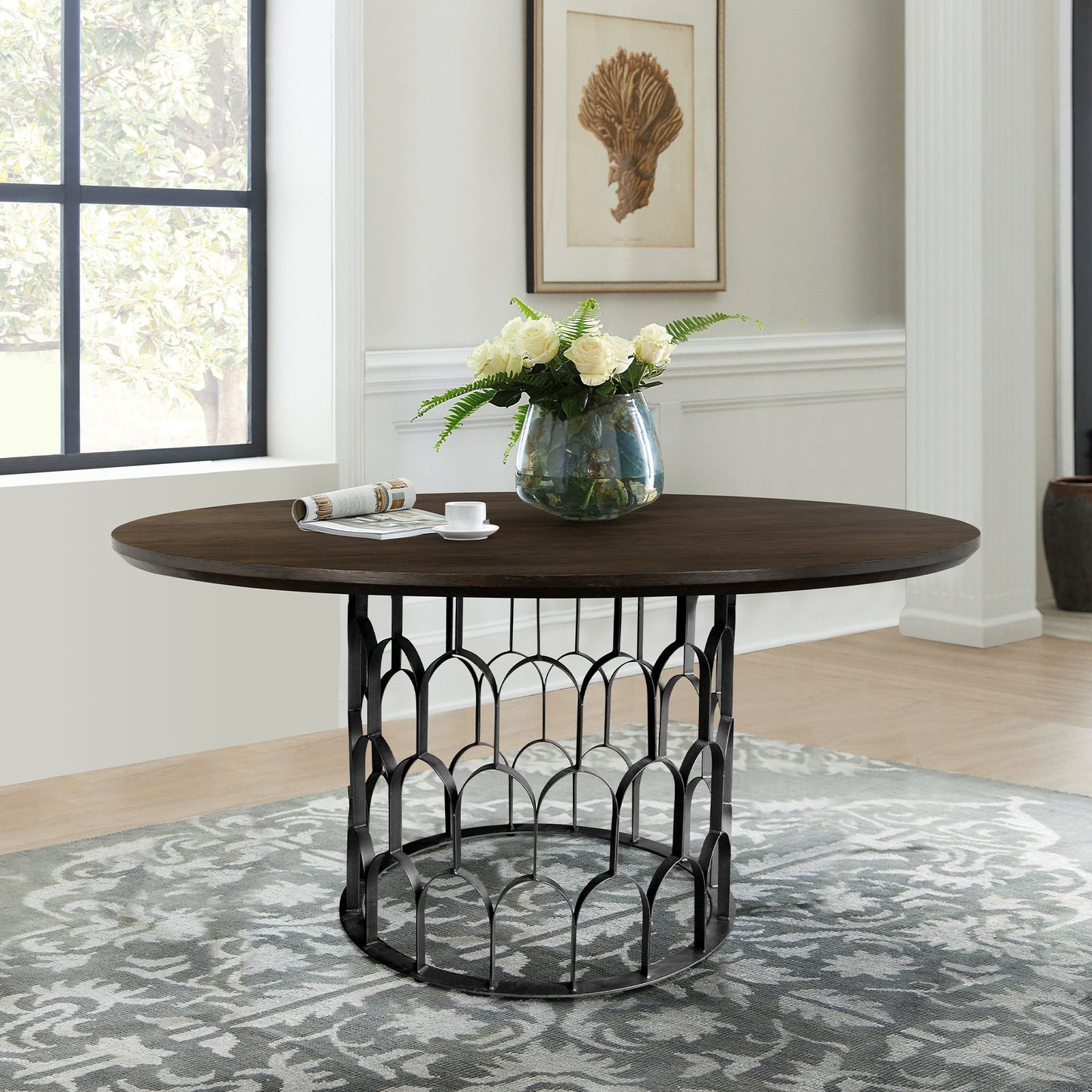 Gatsby Oak and Metal Round Dining Table