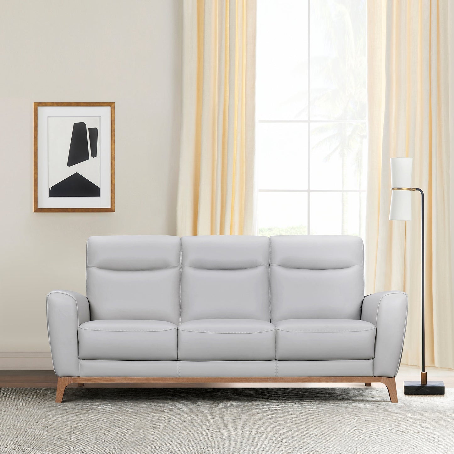 Greyson 83" Dove Gray Leather Sofa