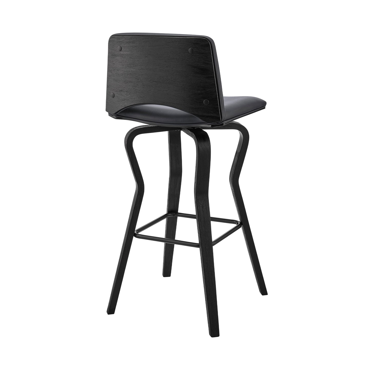 Gerty 26" Swivel Gray Faux Leather and Black Wood Bar Stool