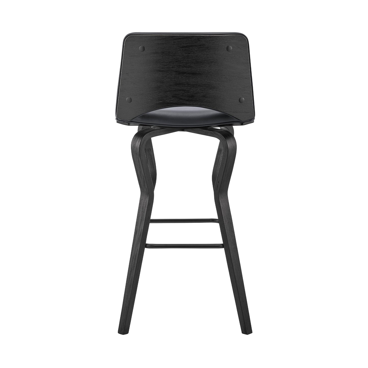 Gerty 26" Swivel Gray Faux Leather and Black Wood Bar Stool