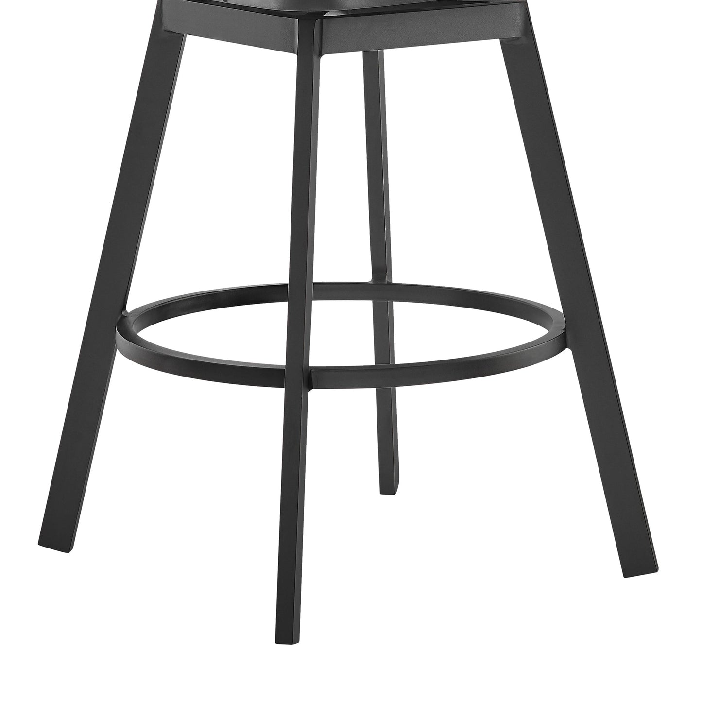 Hazel Outdoor Patio Swivel Counter Stool in Aluminum with Teak Wood and Charcoal Cushion