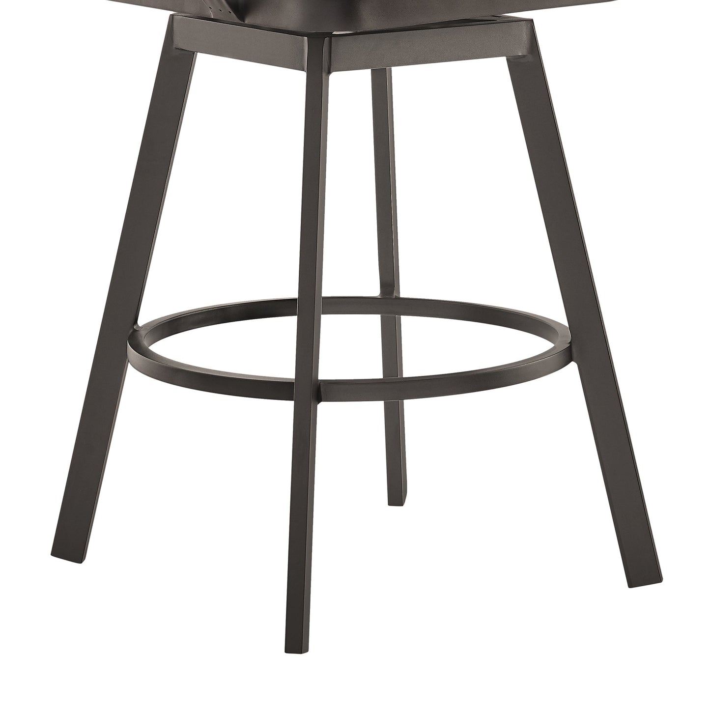 Hazel Outdoor Patio Swivel Counter Stool in Aluminum with Teak Wood and Brown Cushion