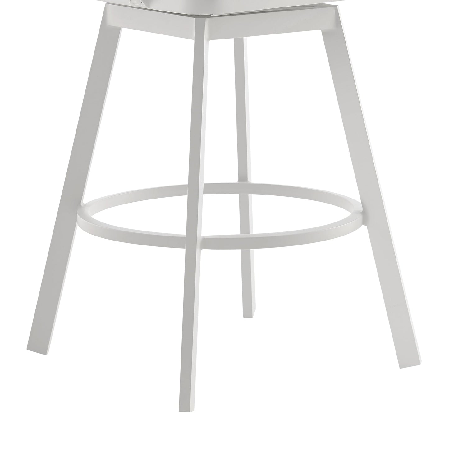 Hazel Outdoor Patio Swivel Counter Stool in Aluminum with Teak Wood and Argent Gray Cushions