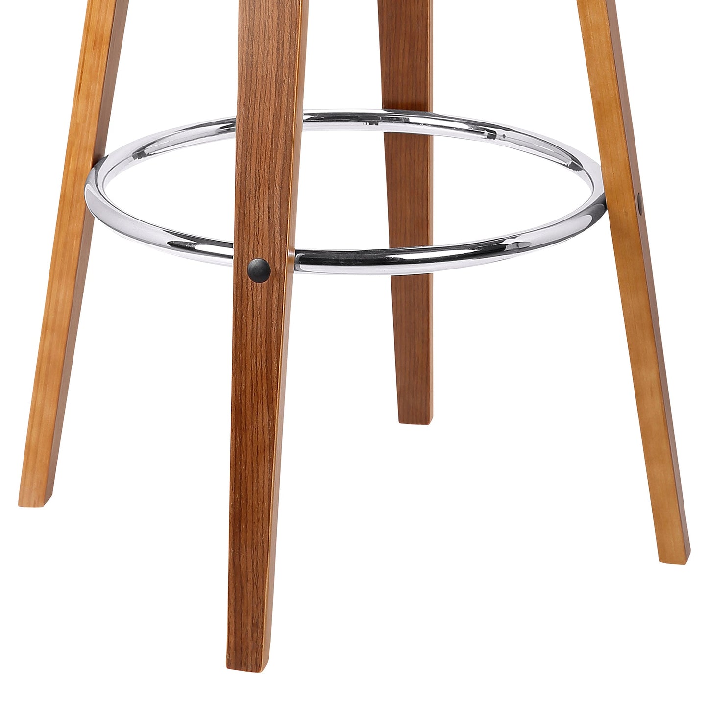 Harbor 26" Counter Height Backless Swivel Brown Faux Leather and Walnut Wood Mid-Century Modern Bar Stool