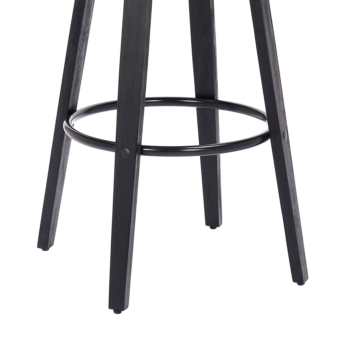 Harbor 26" Counter Height Backless Swivel Gray Faux Leather and Black Wood Mid-Century Modern Bar Stool