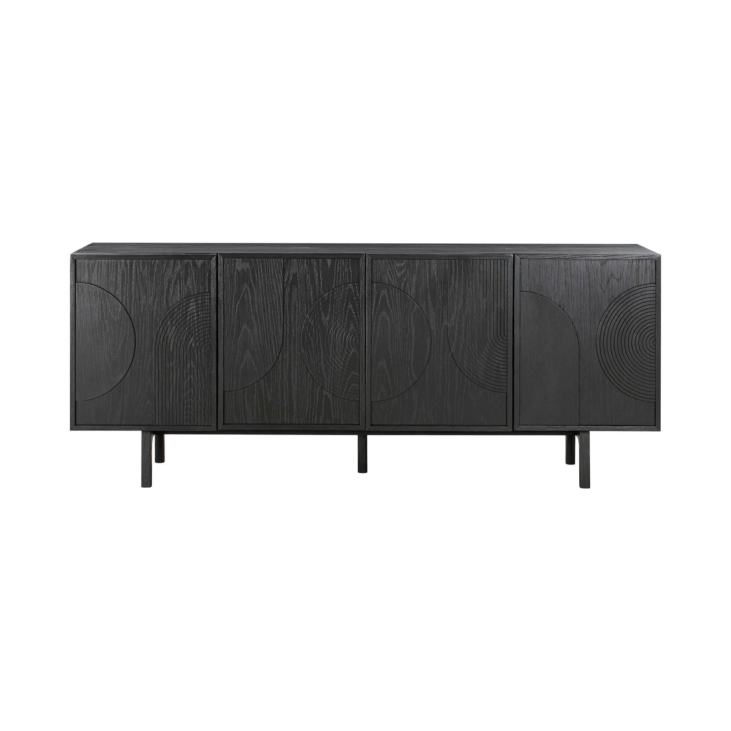 Holland 4 Door Sideboard Buffet in Black Brushed Oak Wood