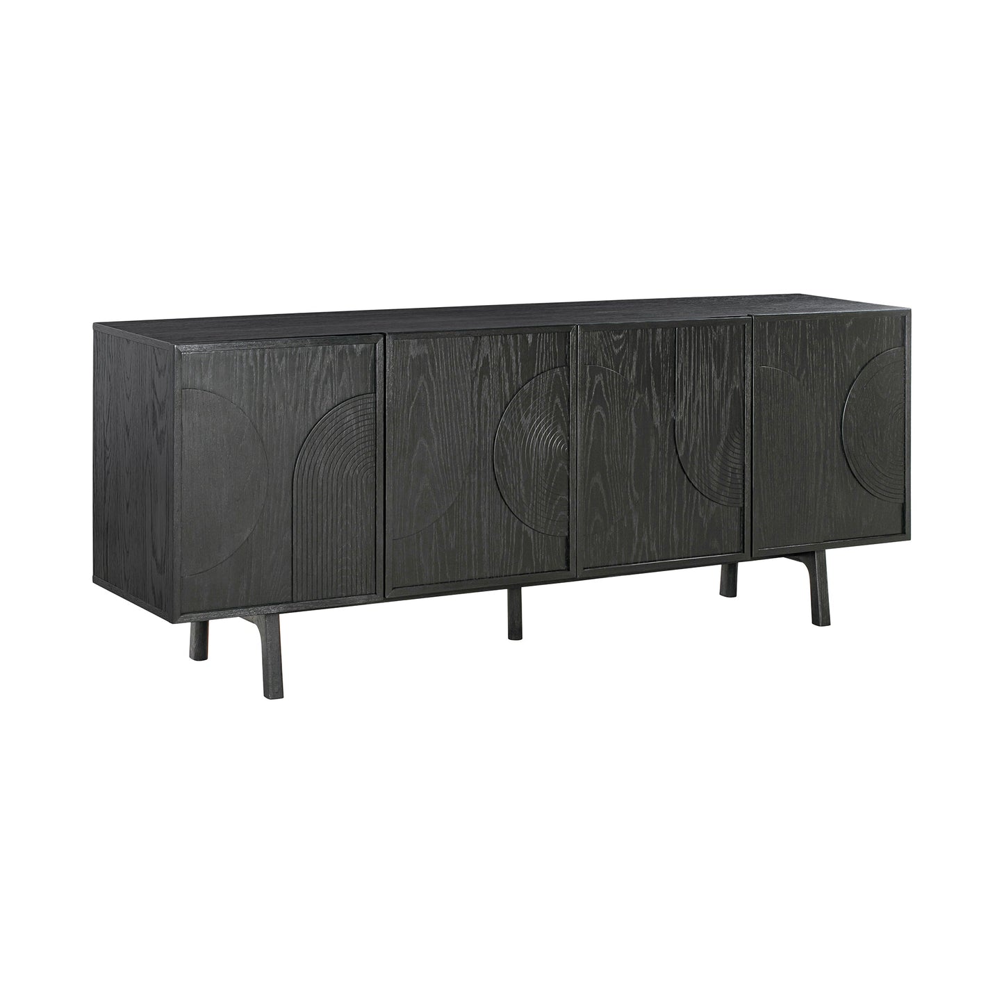 Holland 4 Door Sideboard Buffet in Black Brushed Oak Wood