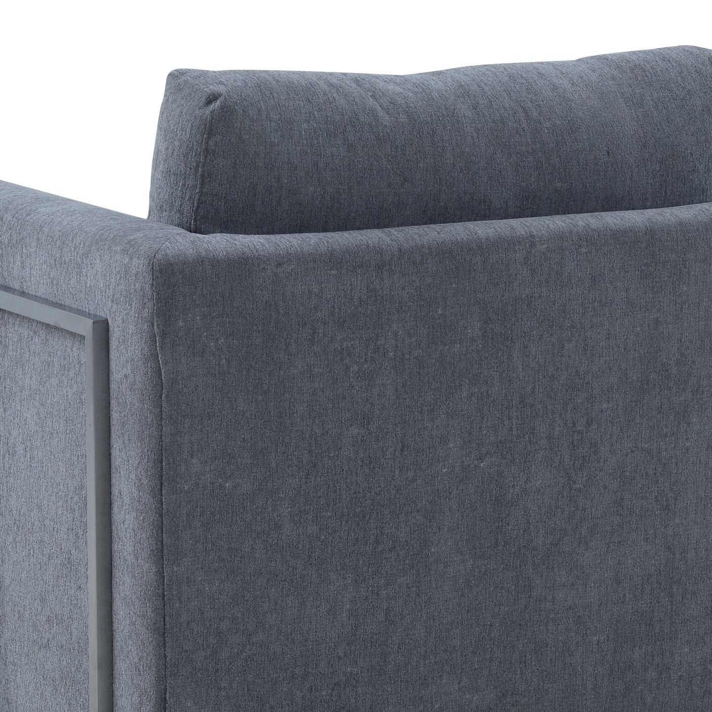 Heritage Gray Fabric Upholstered Accent Chair with Brushed Stainless Steel Legs