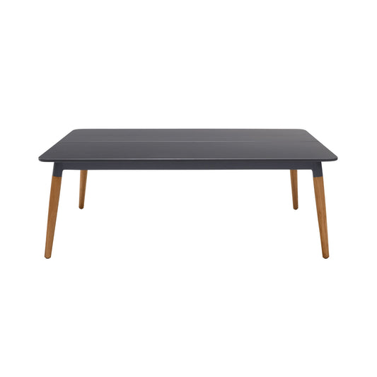 Ipanema Outdoor Dark Gray Rectangular Coffee Table with Teak Legs