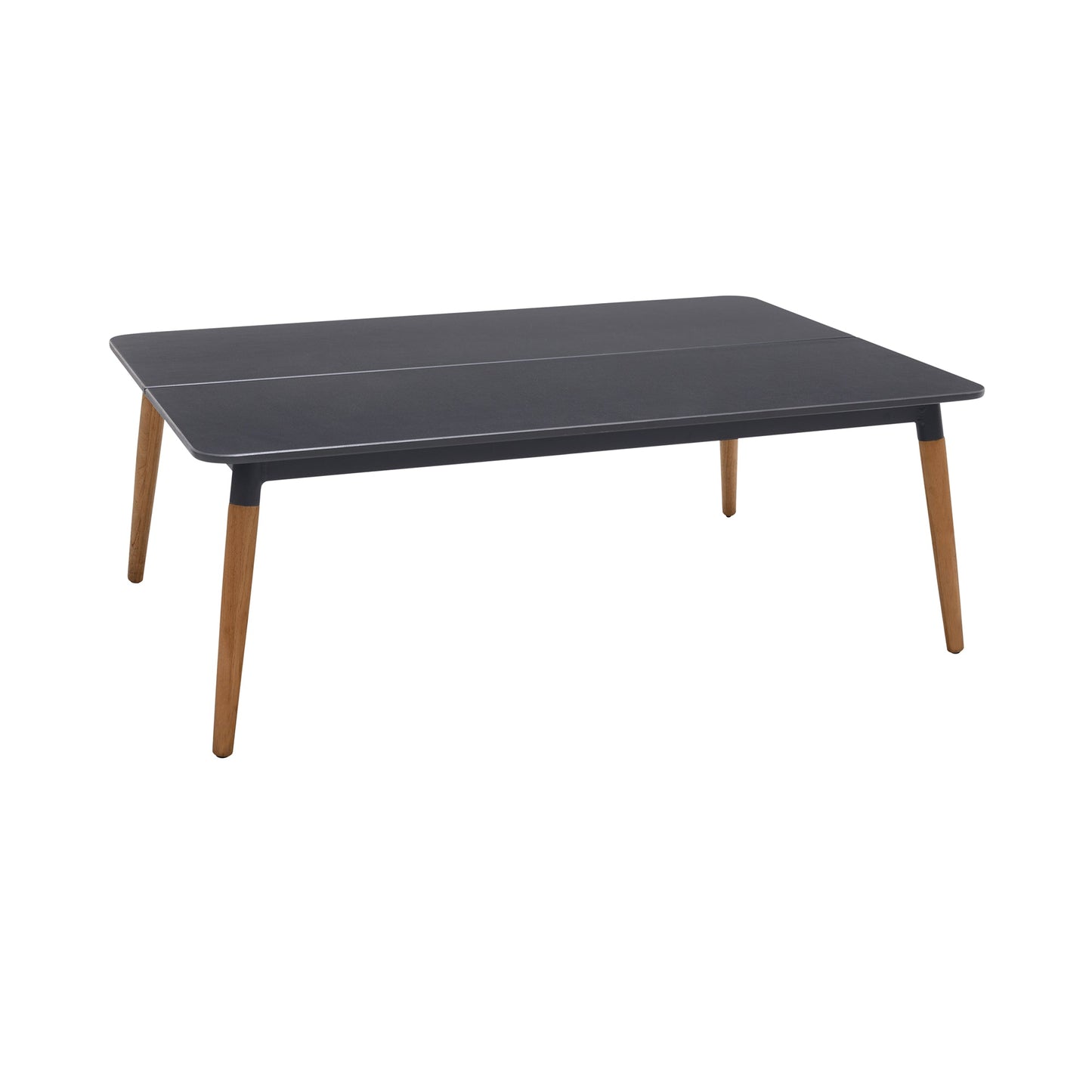 Ipanema Outdoor Dark Gray Rectangular Coffee Table with Teak Legs