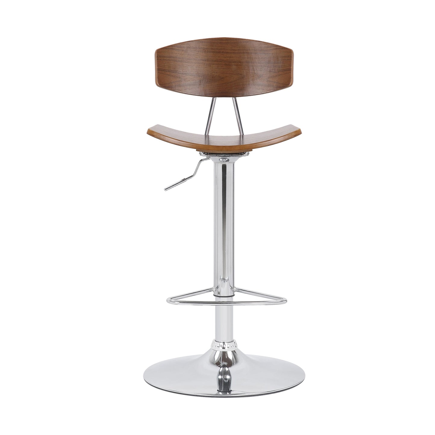 Jett Adjustable Walnut and Chrome Bar Stool