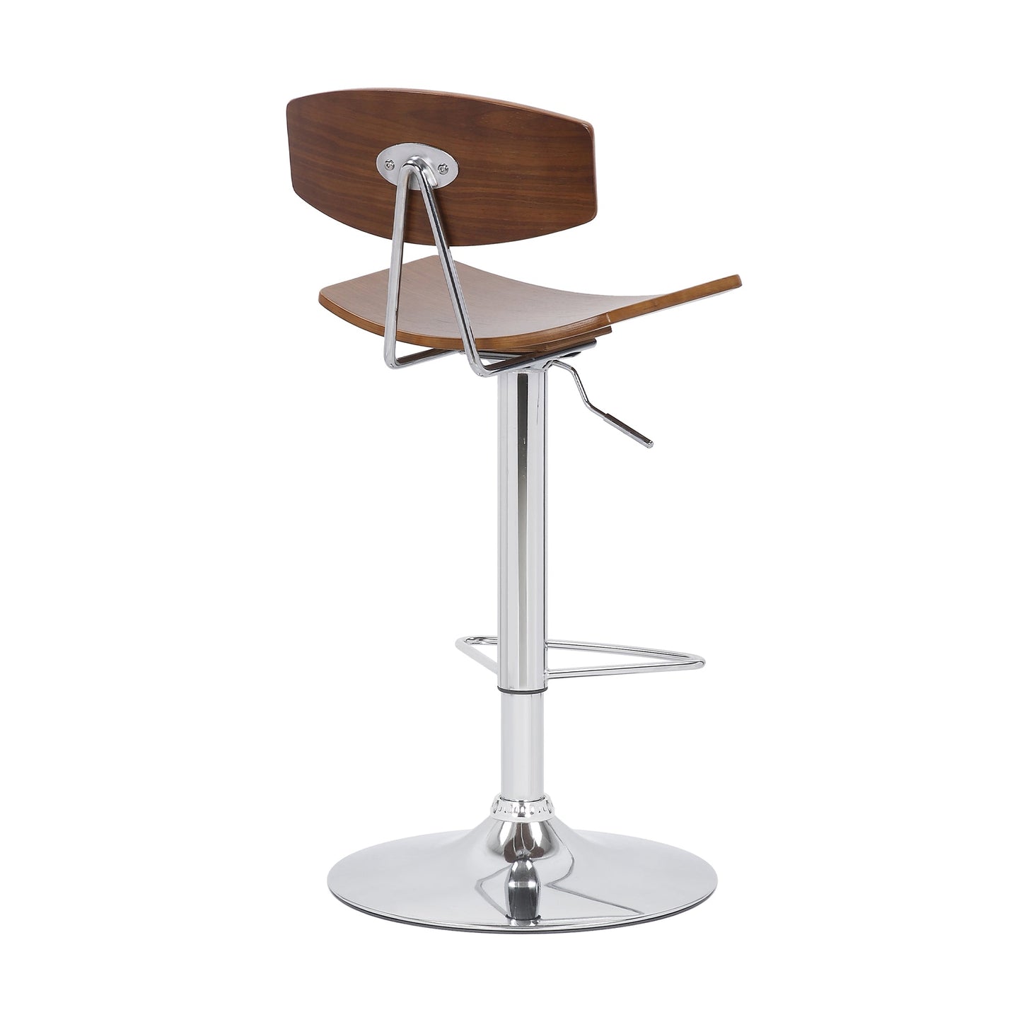 Jett Adjustable Walnut and Chrome Bar Stool