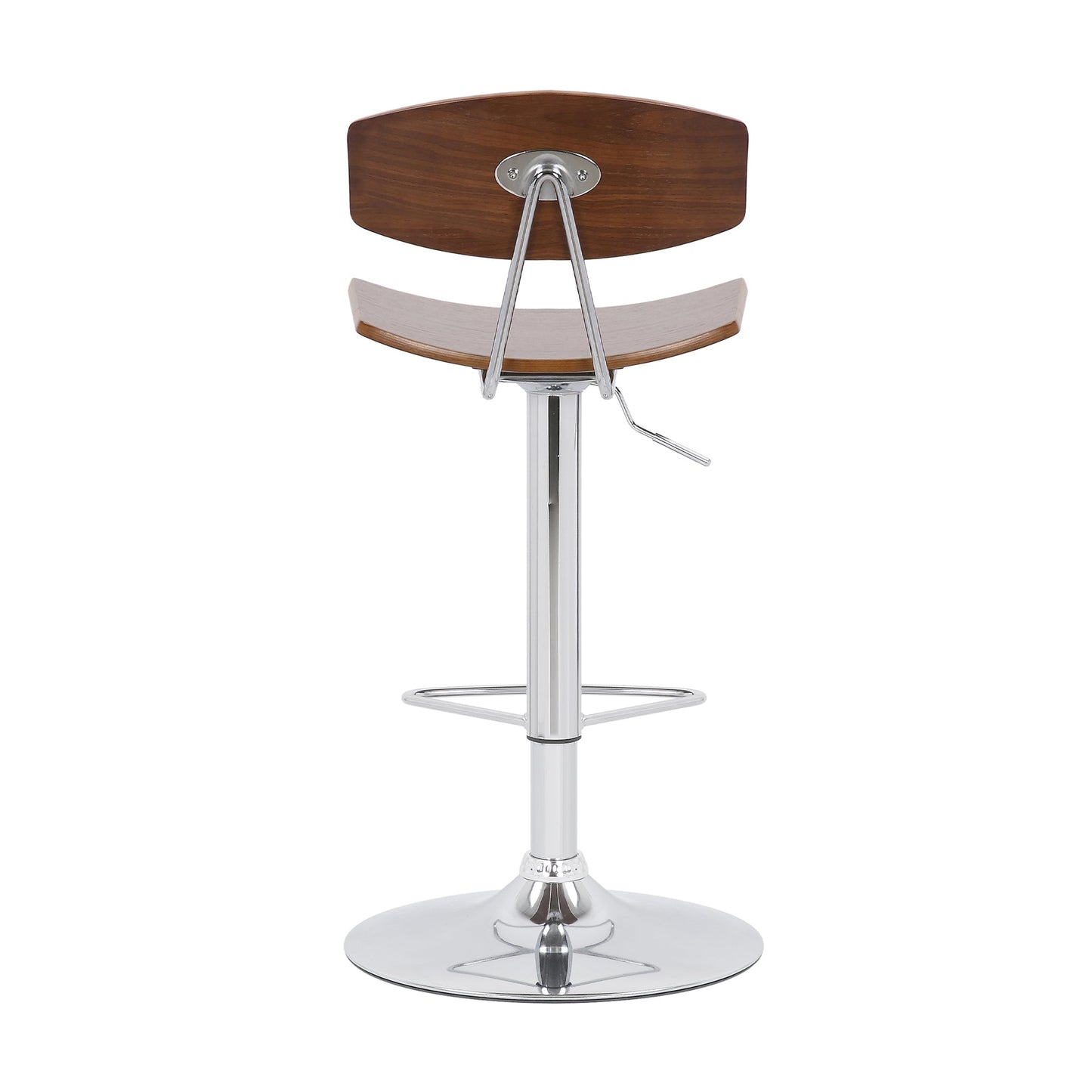 Jett Adjustable Walnut and Chrome Bar Stool