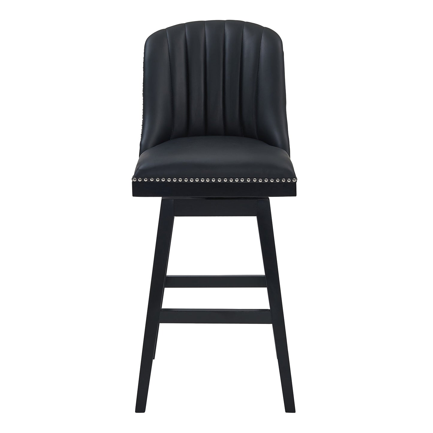 Journey 26" Counter Height Swivel Black Faux Leather and Black Wood Bar Stool