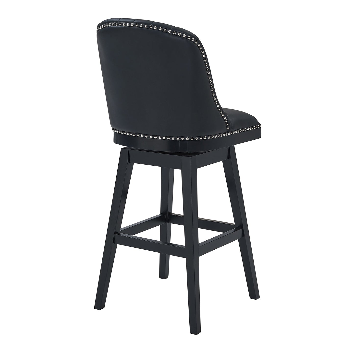 Journey 26" Counter Height Swivel Black Faux Leather and Black Wood Bar Stool