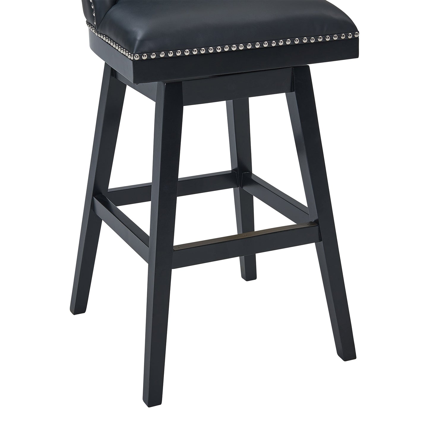 Journey 26" Counter Height Swivel Black Faux Leather and Black Wood Bar Stool