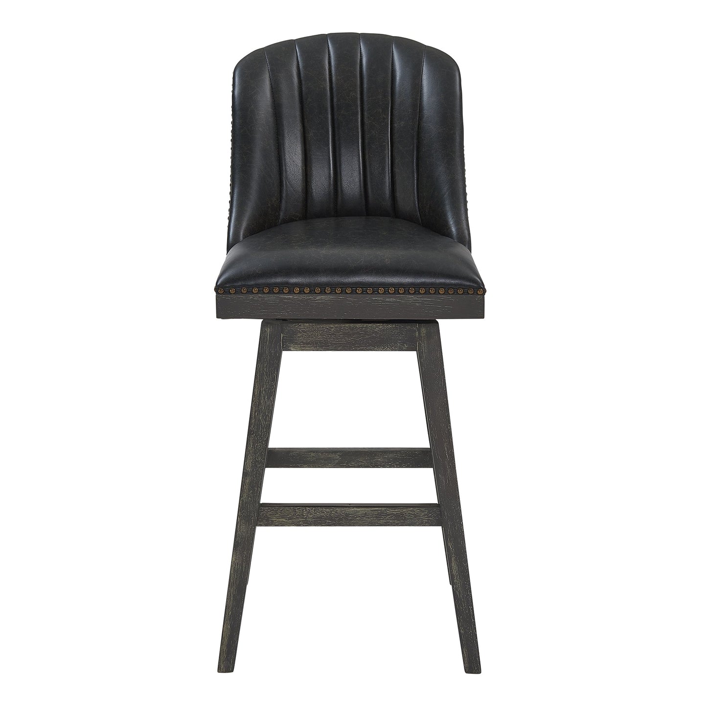 Journey 26" Counter Height Swivel Brown Onyx Faux Leather and American Gray Wood Bar Stool