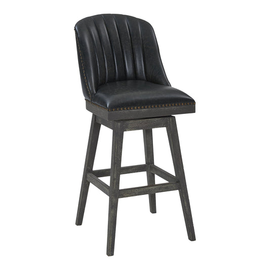 Journey 26" Counter Height Swivel Brown Onyx Faux Leather and American Gray Wood Bar Stool