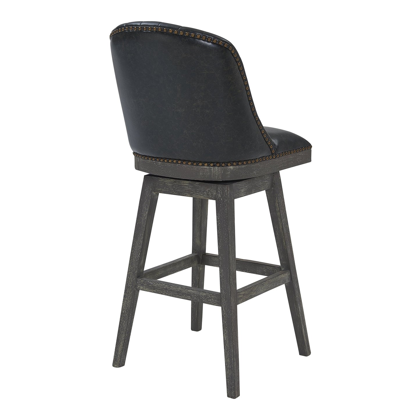 Journey 26" Counter Height Swivel Brown Onyx Faux Leather and American Gray Wood Bar Stool