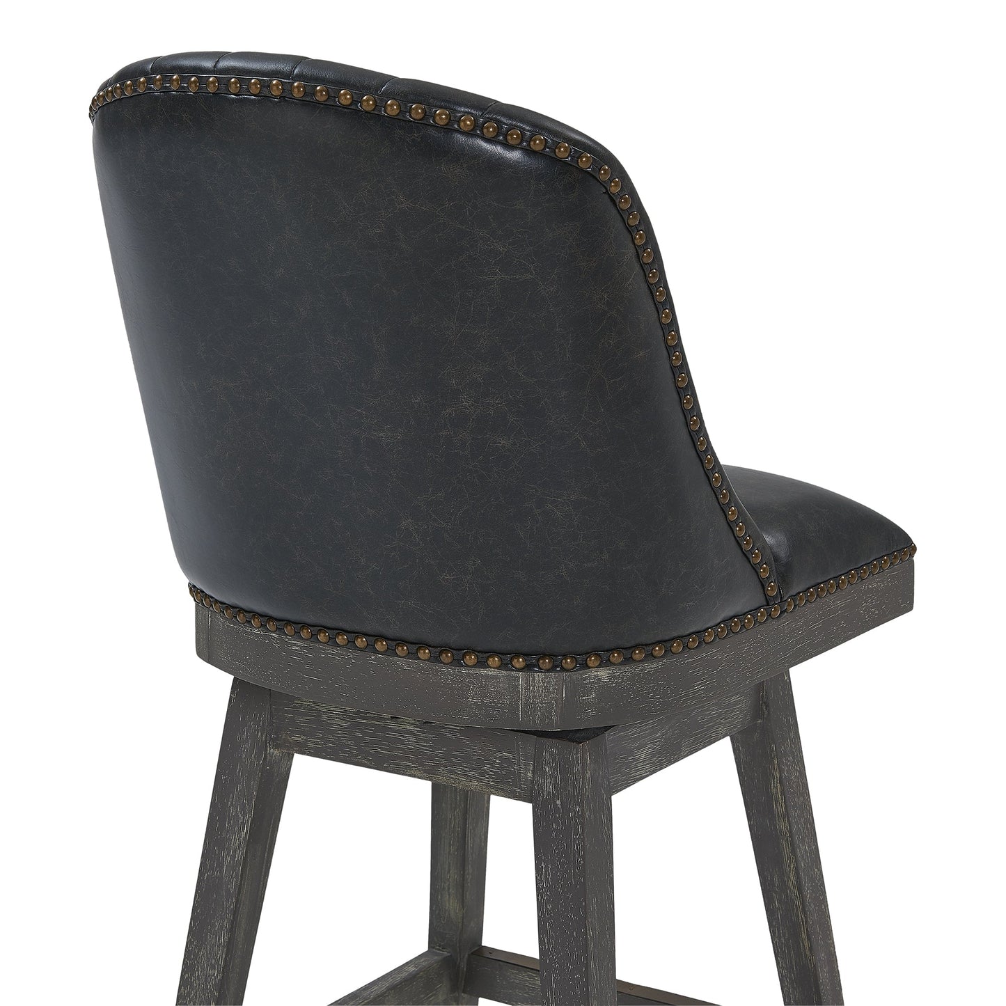 Journey 26" Counter Height Swivel Brown Onyx Faux Leather and American Gray Wood Bar Stool