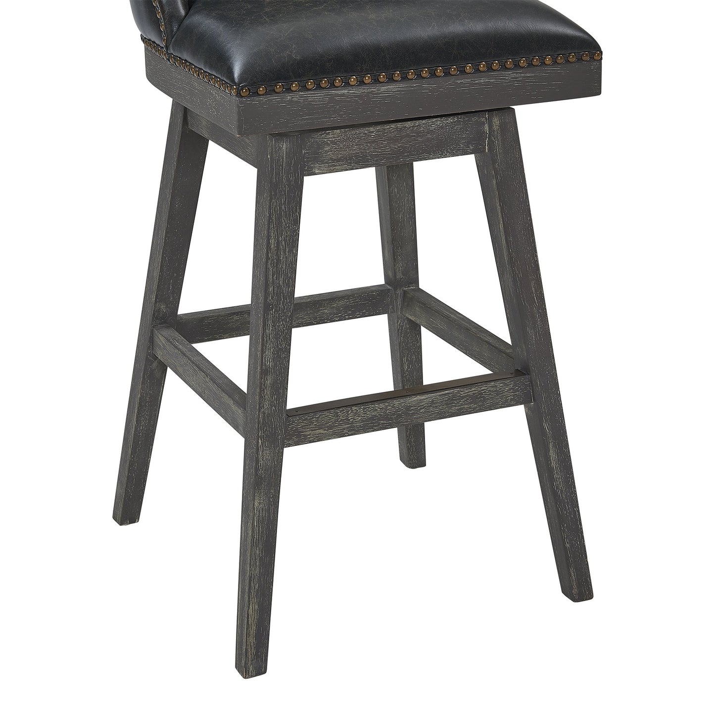 Journey 26" Counter Height Swivel Brown Onyx Faux Leather and American Gray Wood Bar Stool