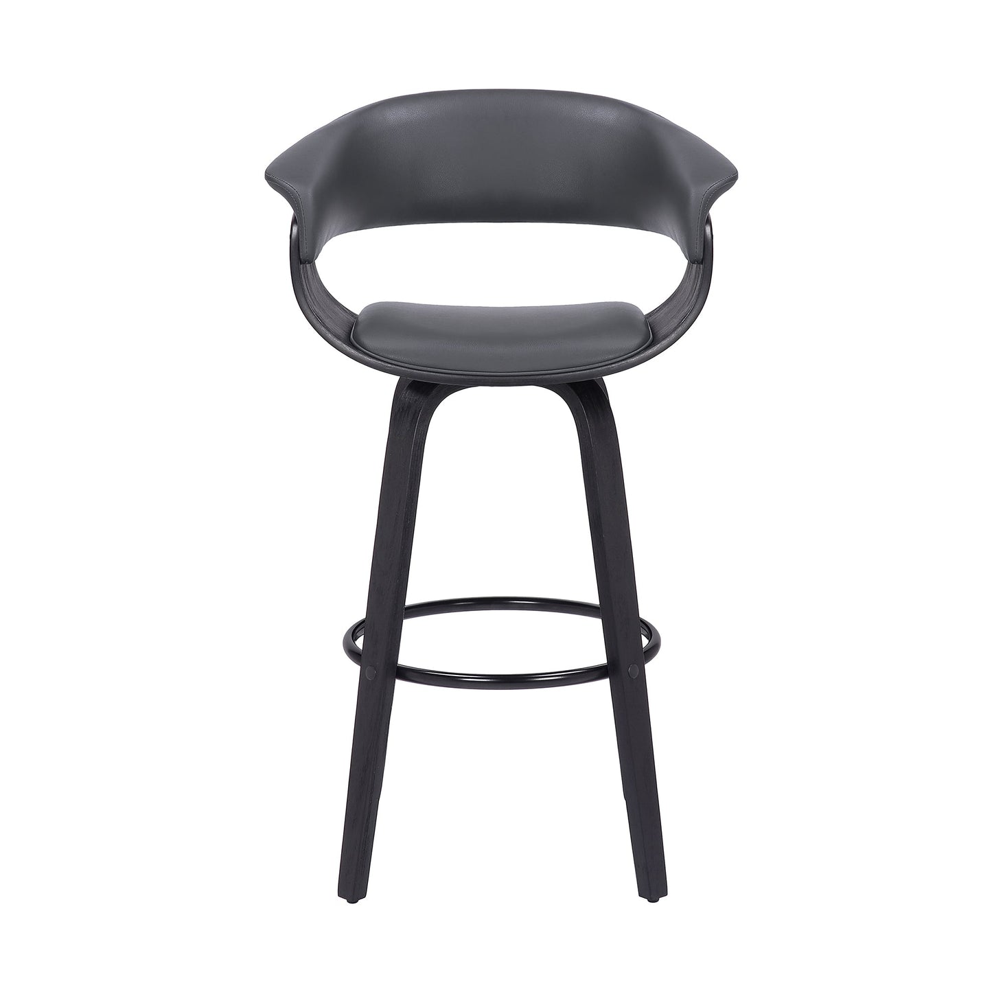 Julyssa 26" Counter Height Swivel Gray Faux Leather and Black Wood Bar Stool