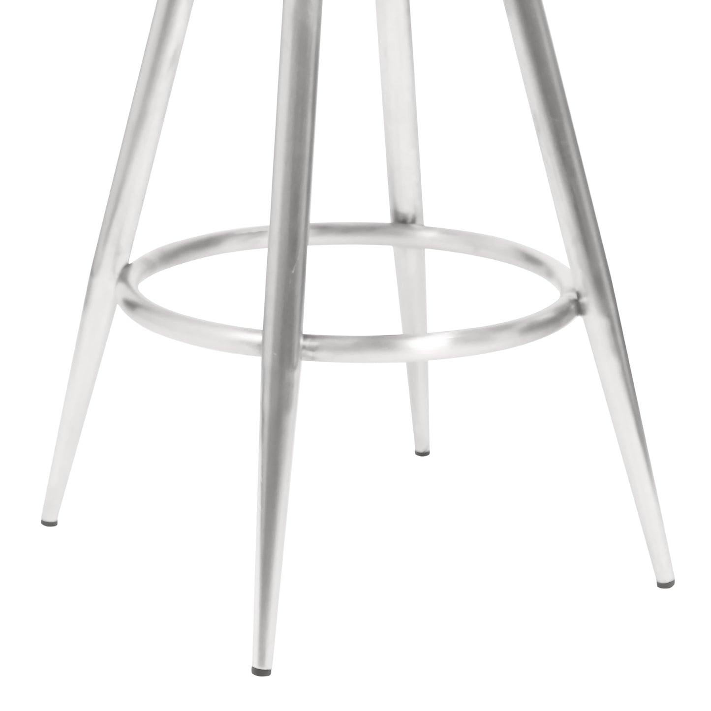 Justin 26" Counter Height Swivel Vintage Gray Faux Leather Bar Stool with Brushed Stainless Steel Legs