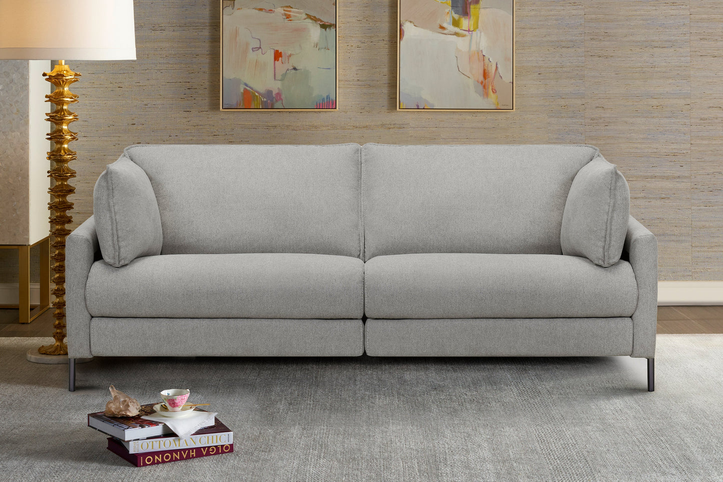 Juliett 80" Modern Gray Fabric Sofa with Power Footrest