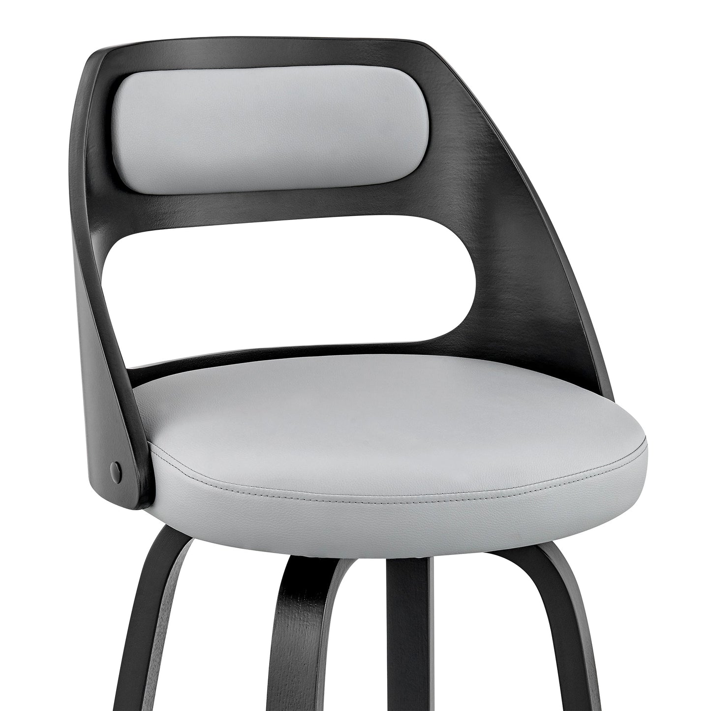 Julius 26" Gray Faux Leather and Black Wood Bar Stool