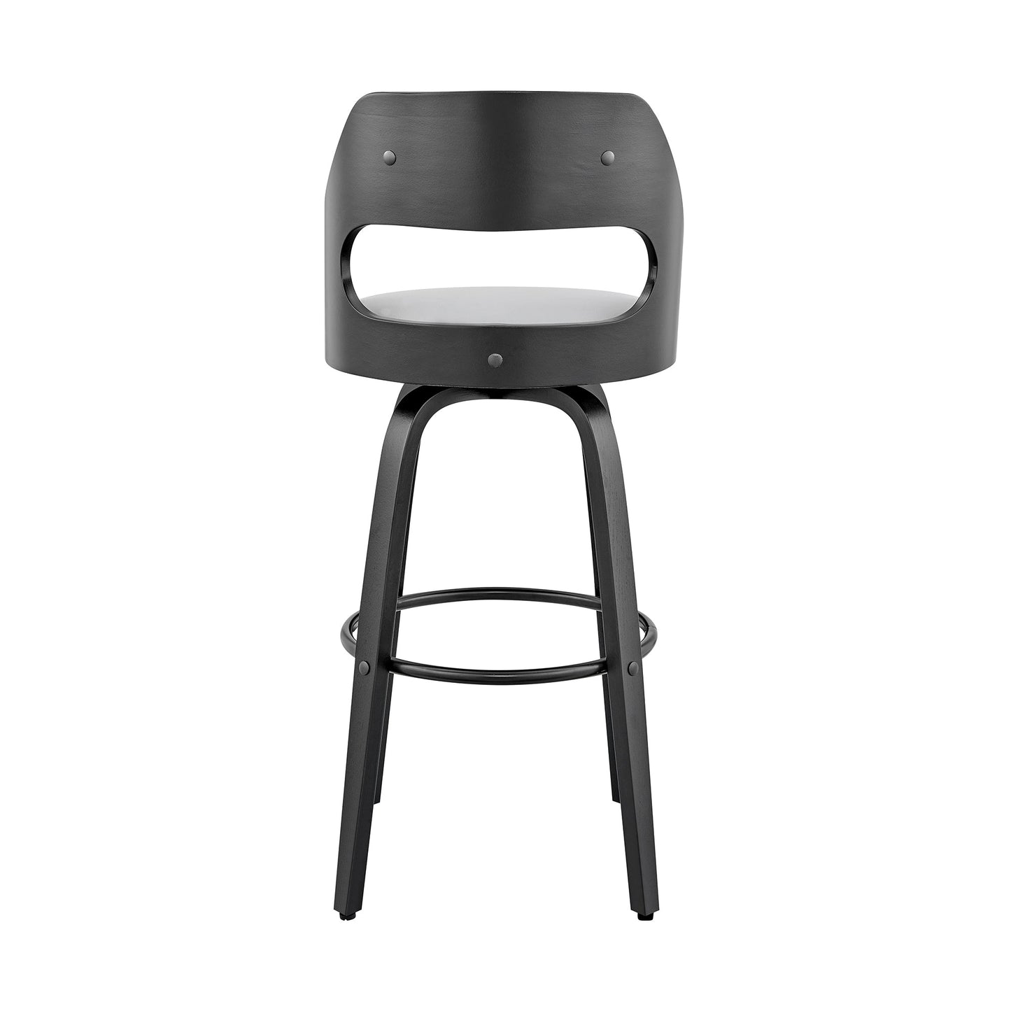 Julius 30" Gray Faux Leather and Black Wood Bar Stool