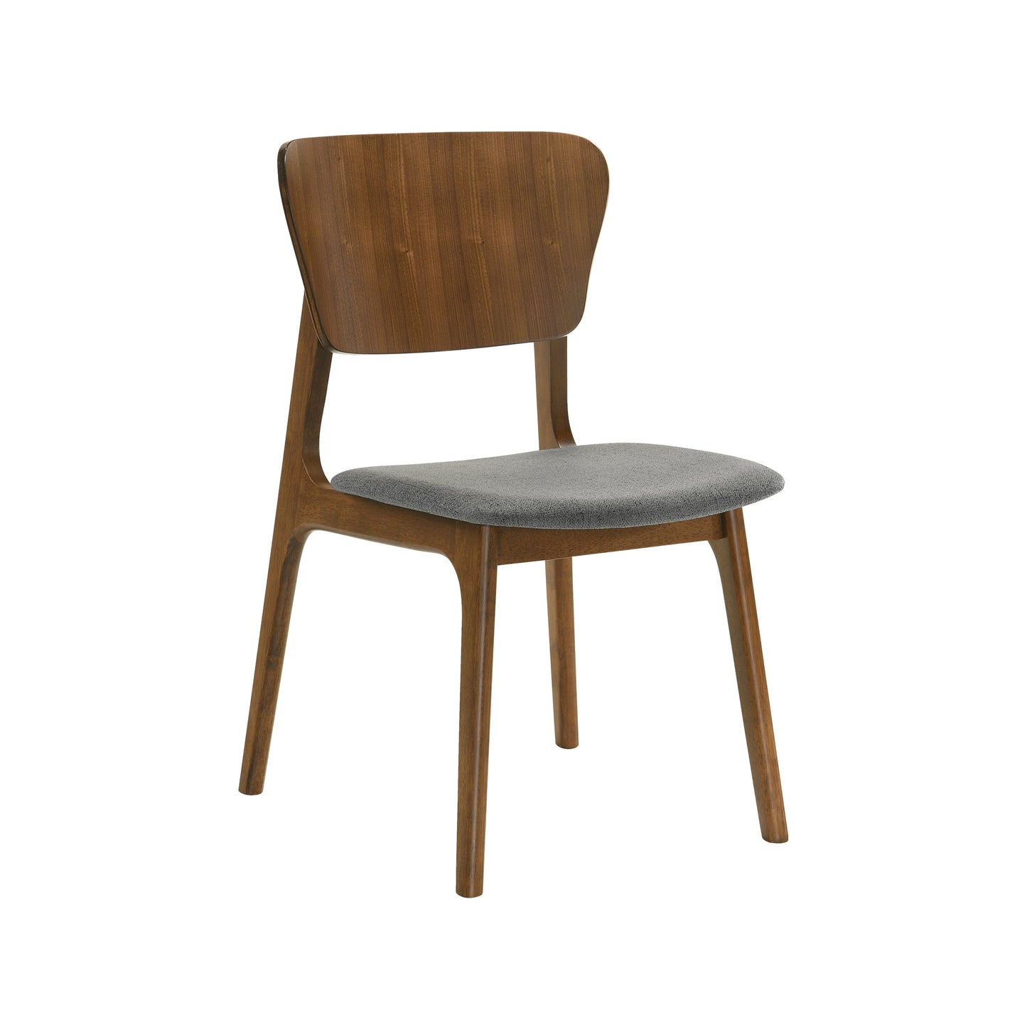 Kalia Wood Dining Chair in Walnut Finish with Charcoal Fabric - Set of 2