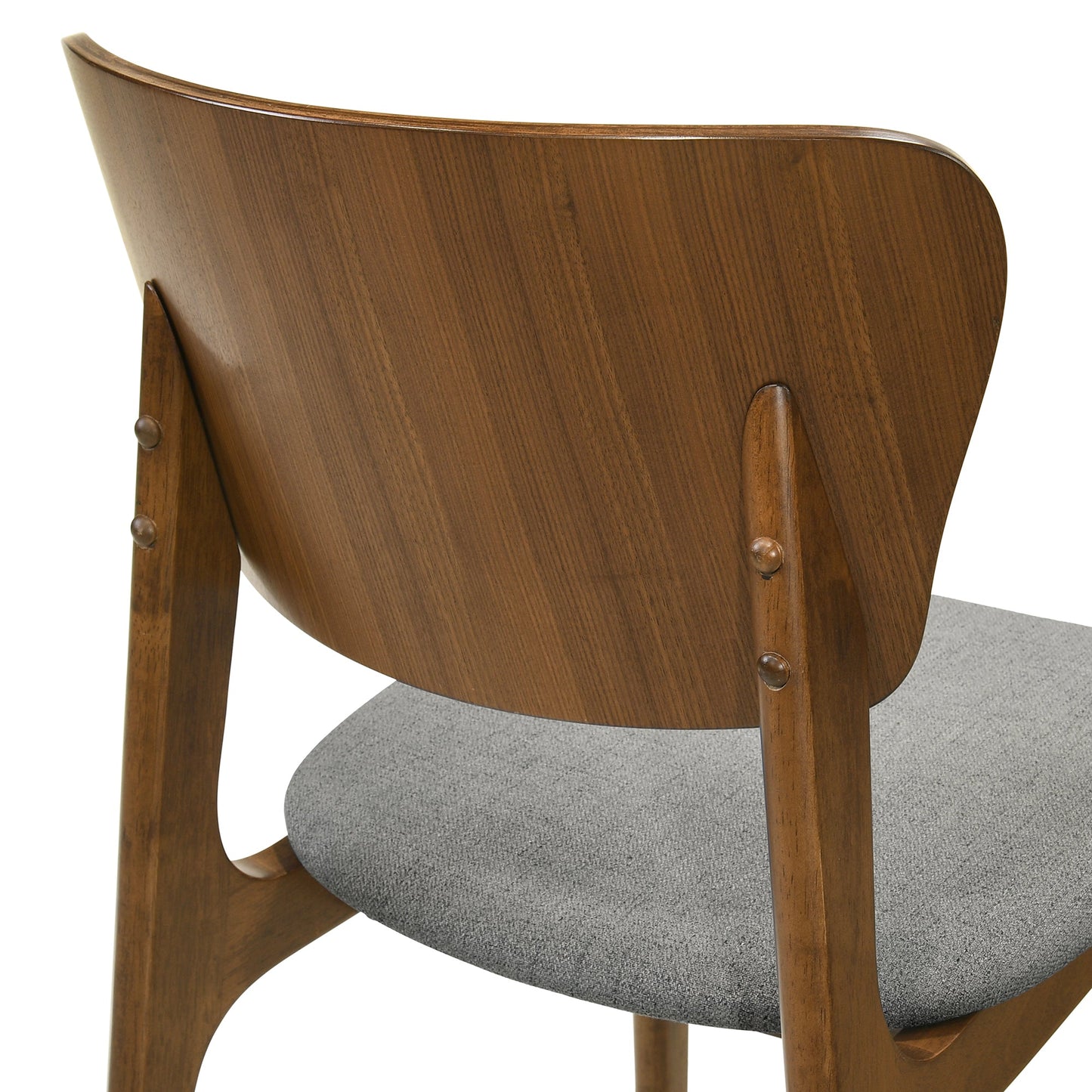 Kalia Wood Dining Chair in Walnut Finish with Charcoal Fabric - Set of 2