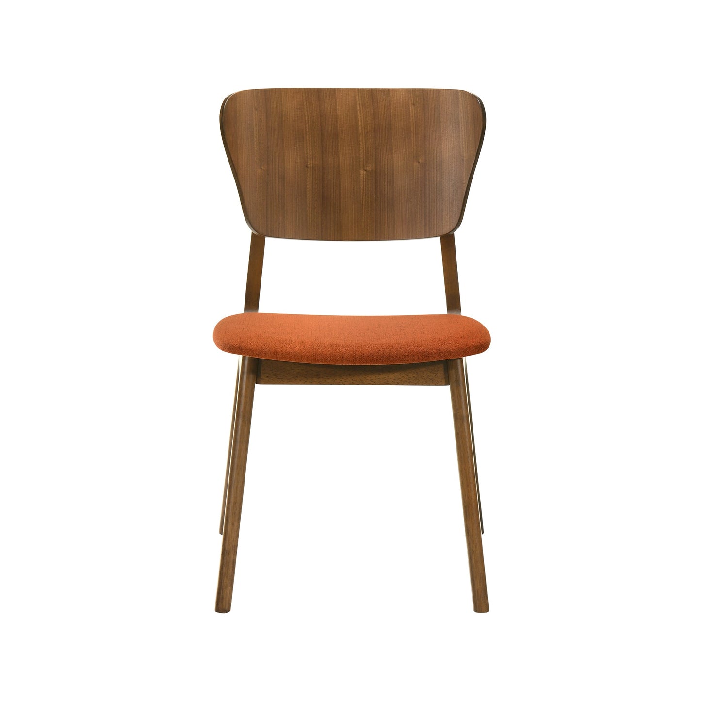 Kalia Wood Dining Chair in Walnut Finish with Orange Fabric - Set of 2