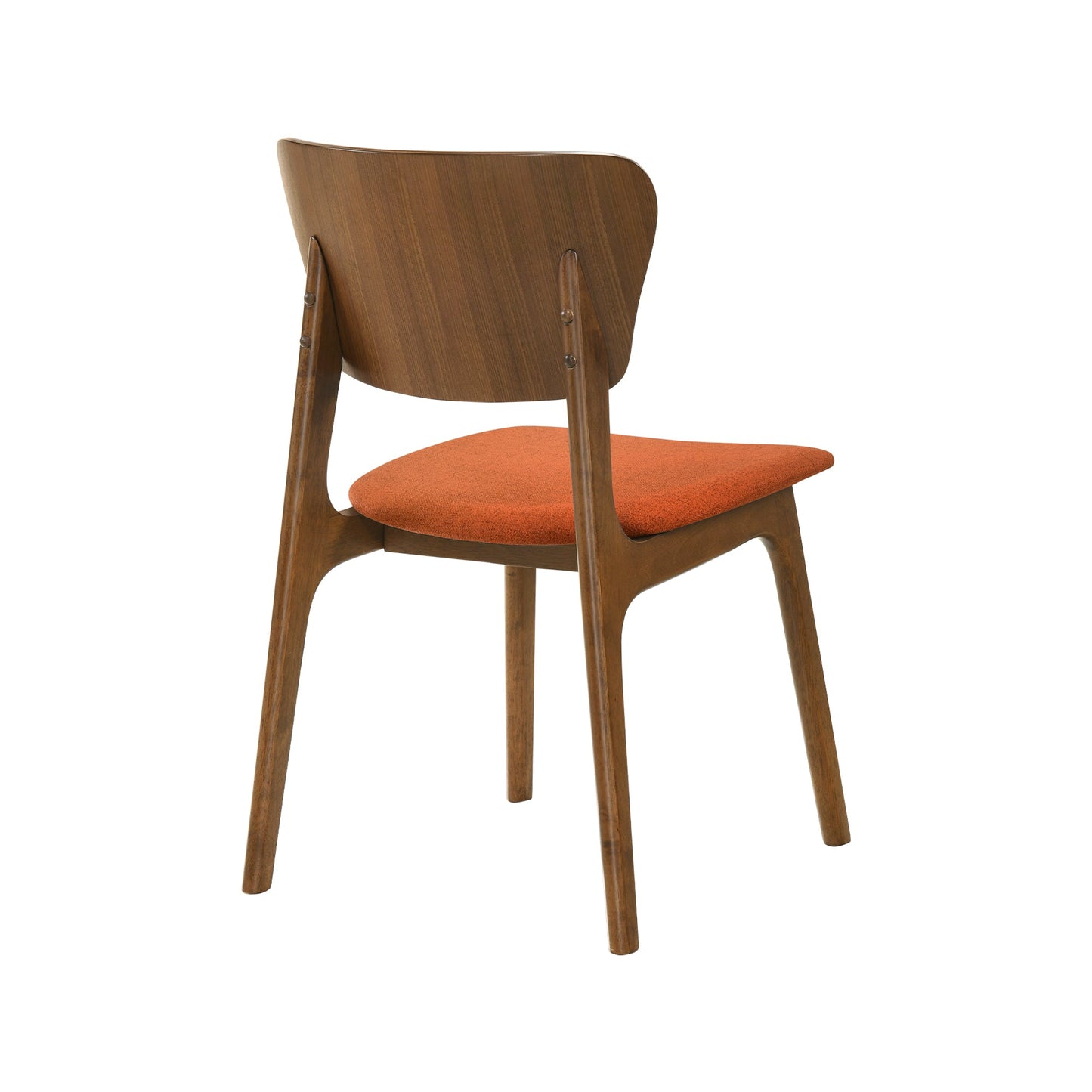 Kalia Wood Dining Chair in Walnut Finish with Orange Fabric - Set of 2