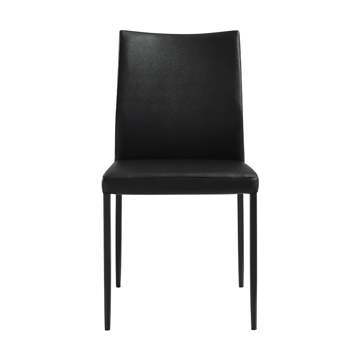 Kash Upholstered Dining Chair in Black Faux Leather with Black Metal Legs - Set of 2