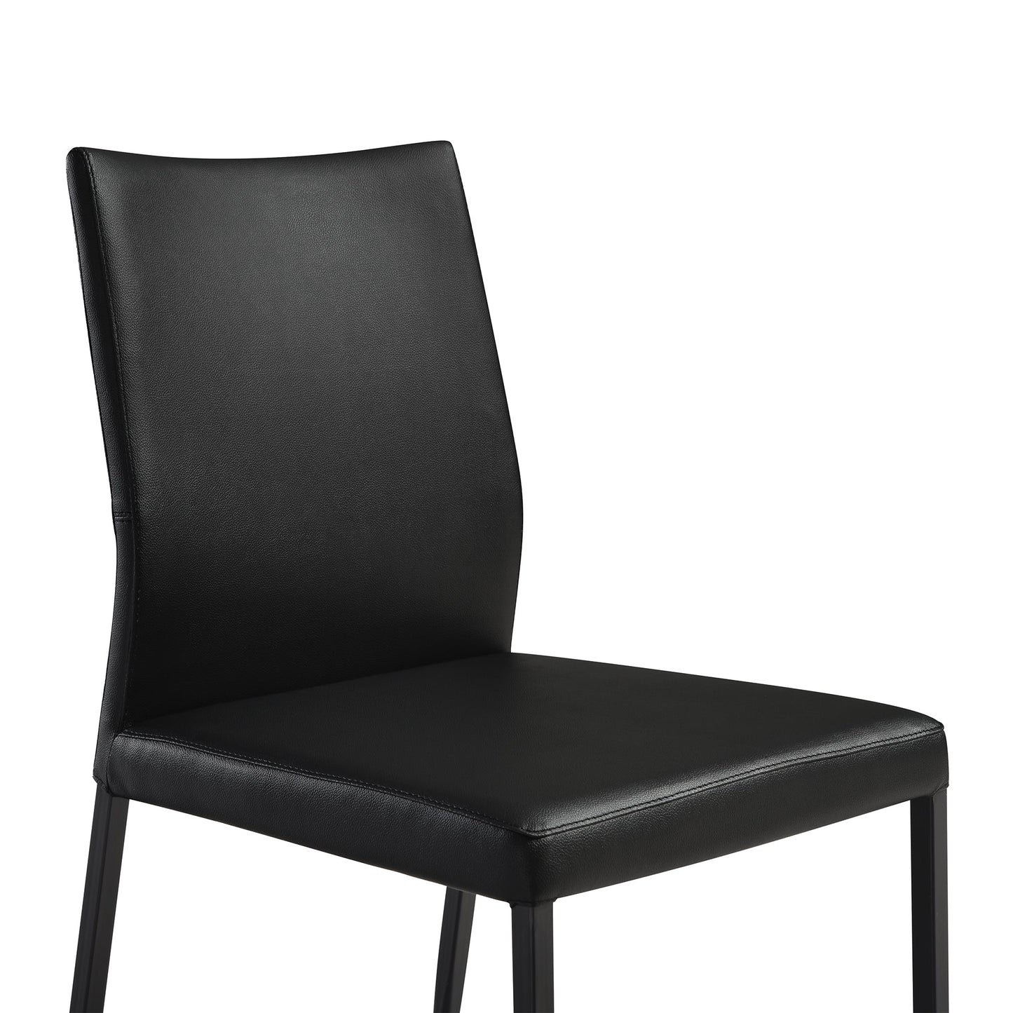 Kash Upholstered Dining Chair in Black Faux Leather with Black Metal Legs - Set of 2