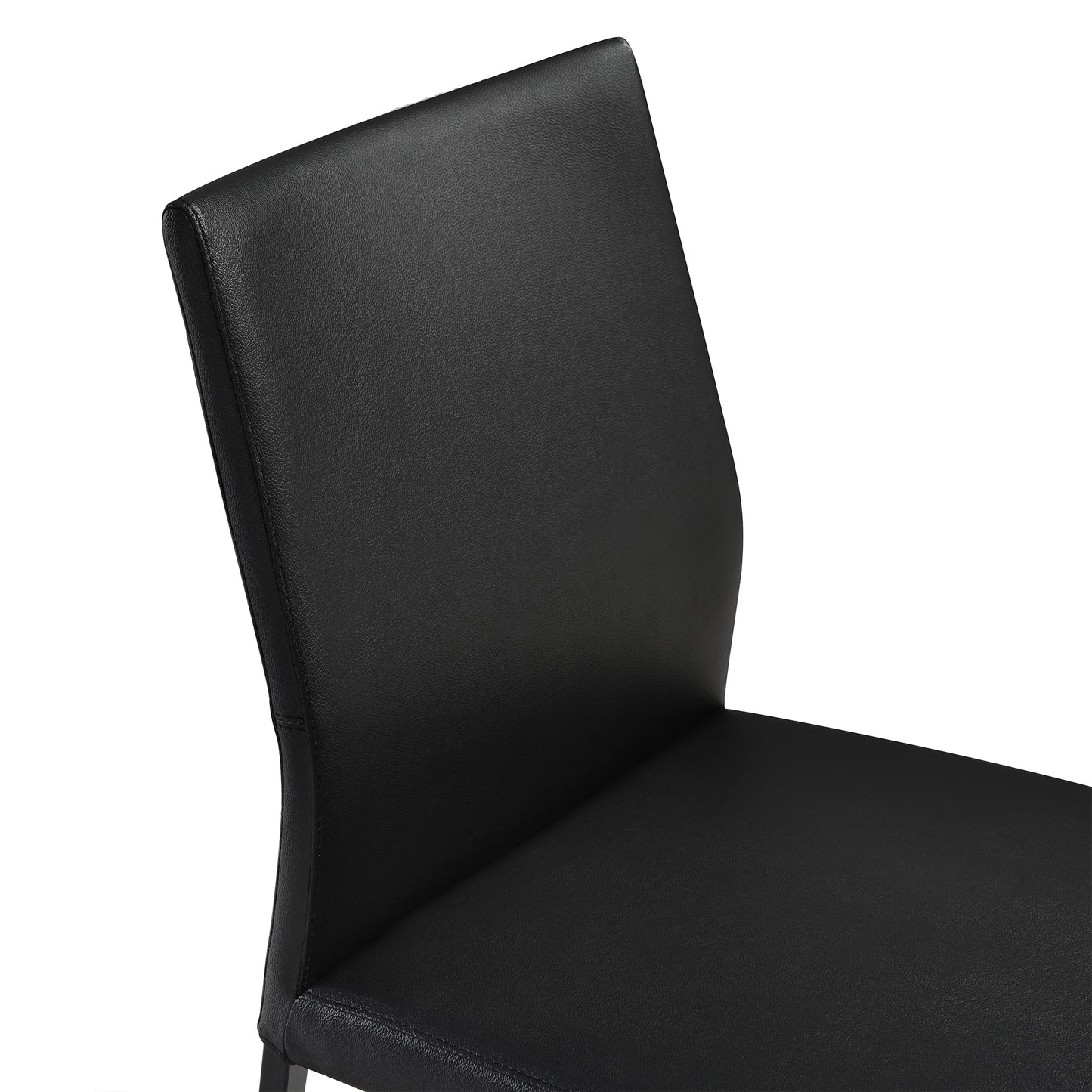 Kash Upholstered Dining Chair in Black Faux Leather with Black Metal Legs - Set of 2