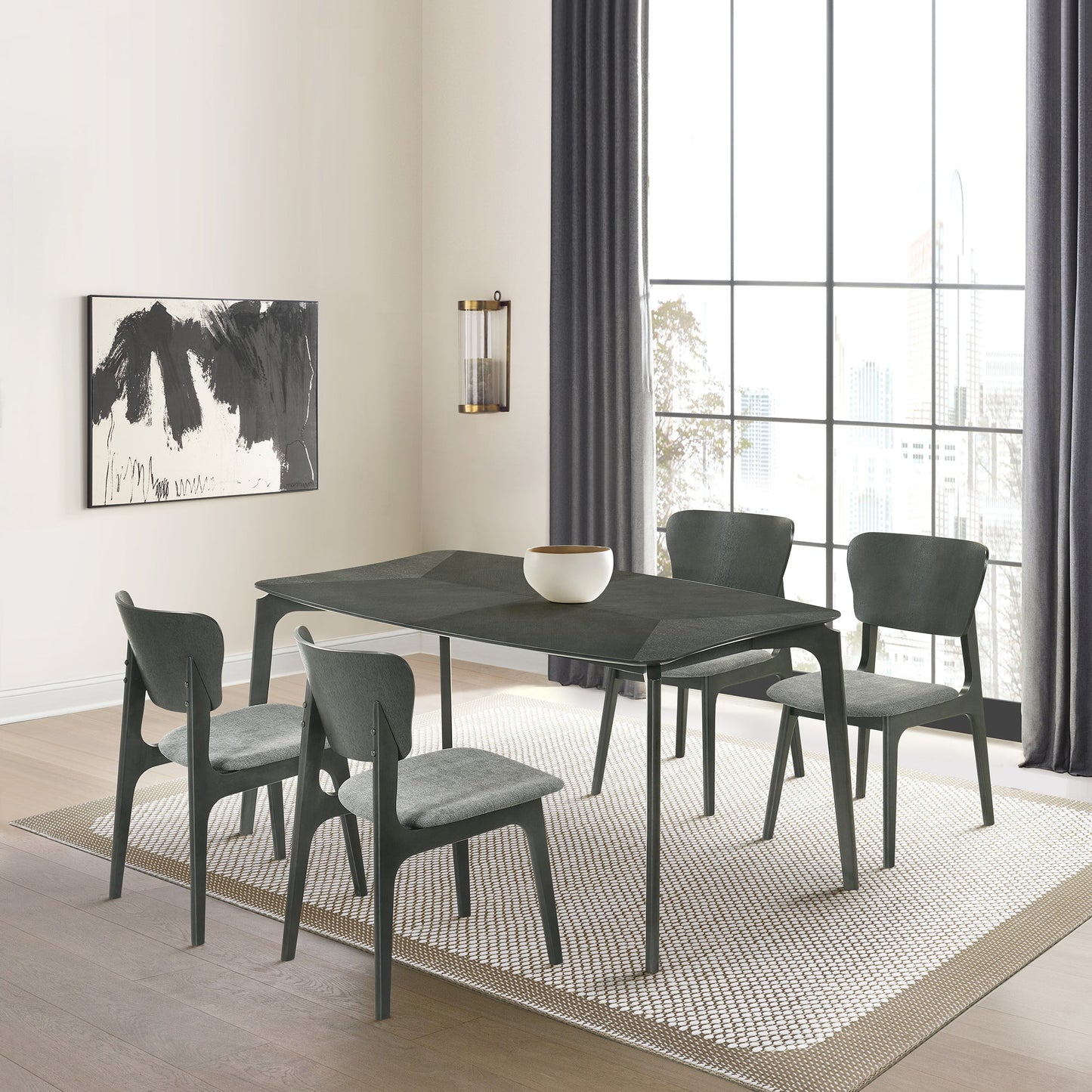 Kalia Wood Dining Table in Gray Finish