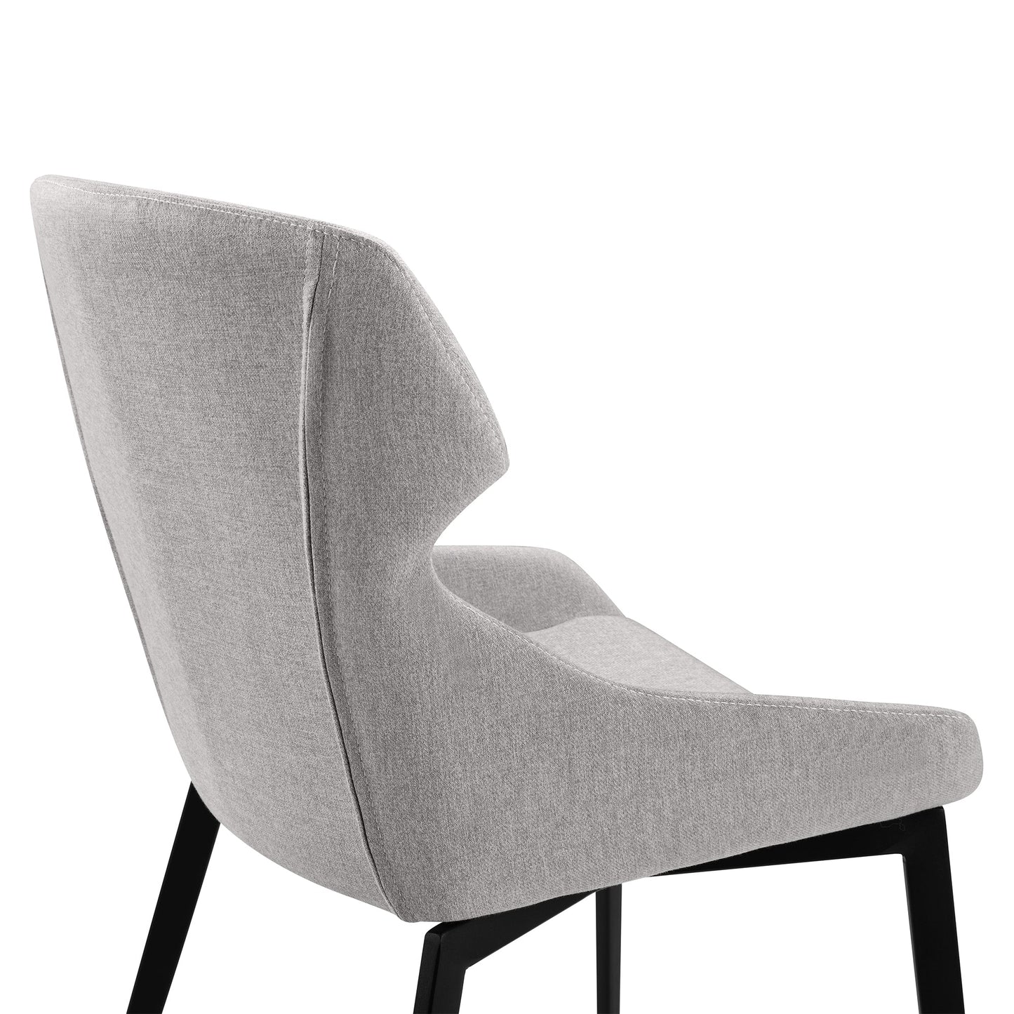 Kenna Modern Dining Chair in Matte Black Finish and Gray Fabric - Set of 2