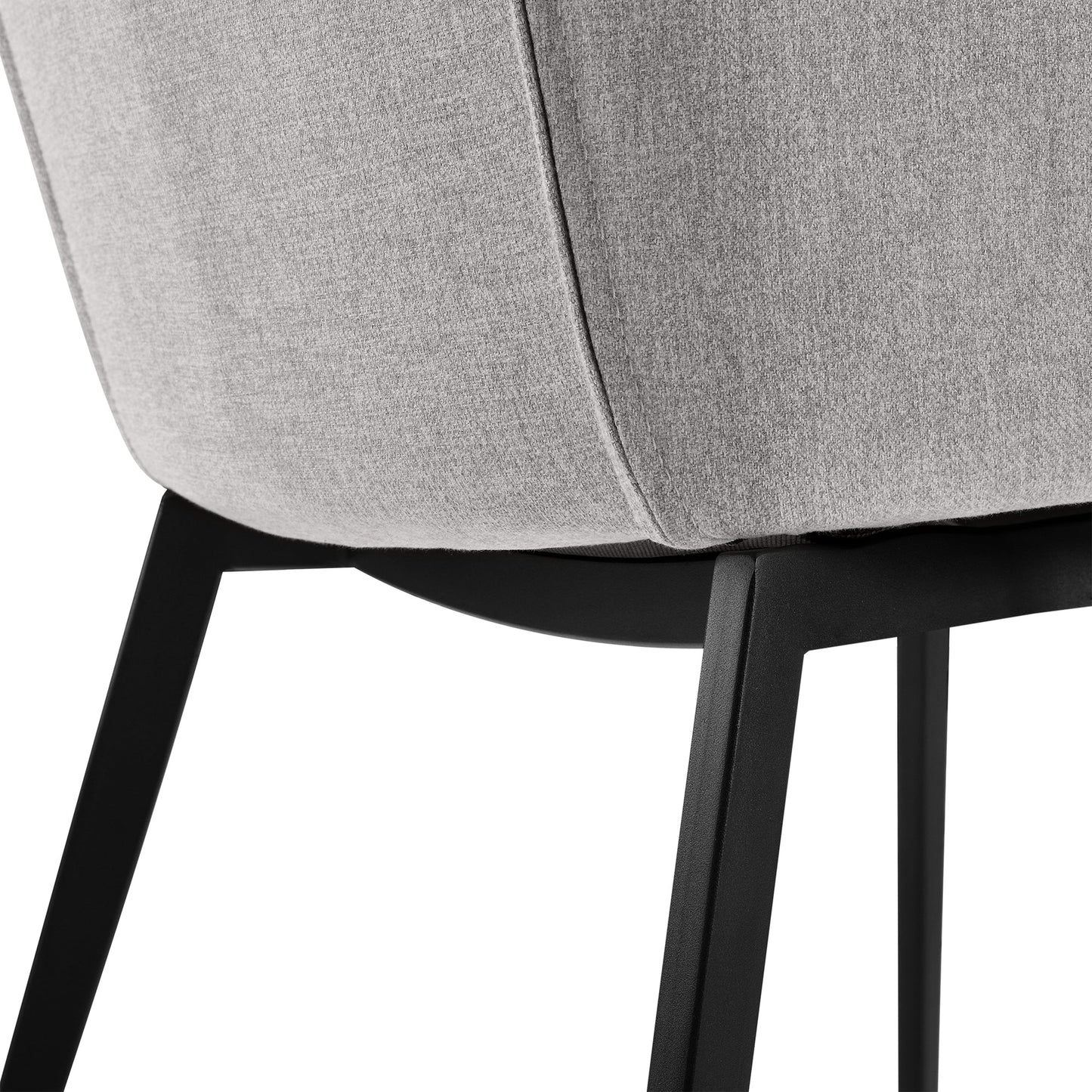 Kenna Modern Dining Chair in Matte Black Finish and Gray Fabric - Set of 2